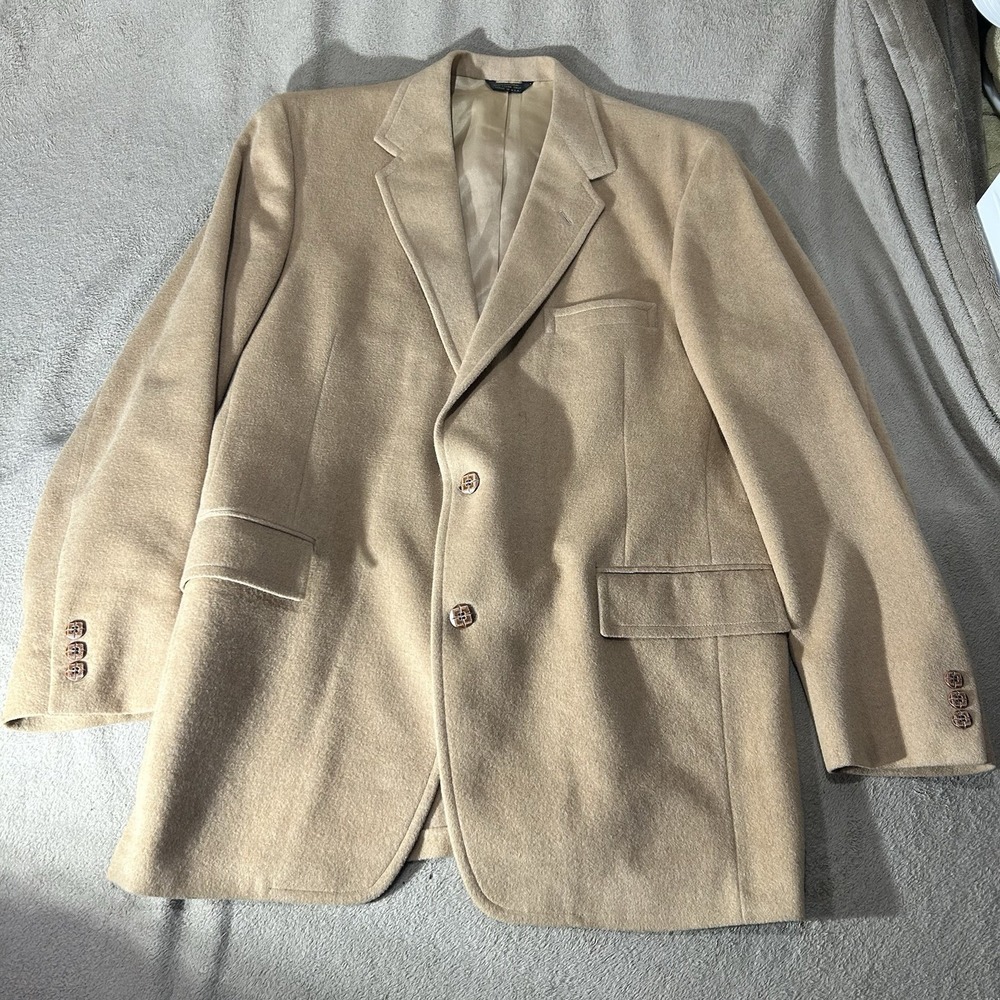 Vintage Strathmore Lee McClain 100% Camel Hair Blazer Sport Coat Tan Mens USA 40
